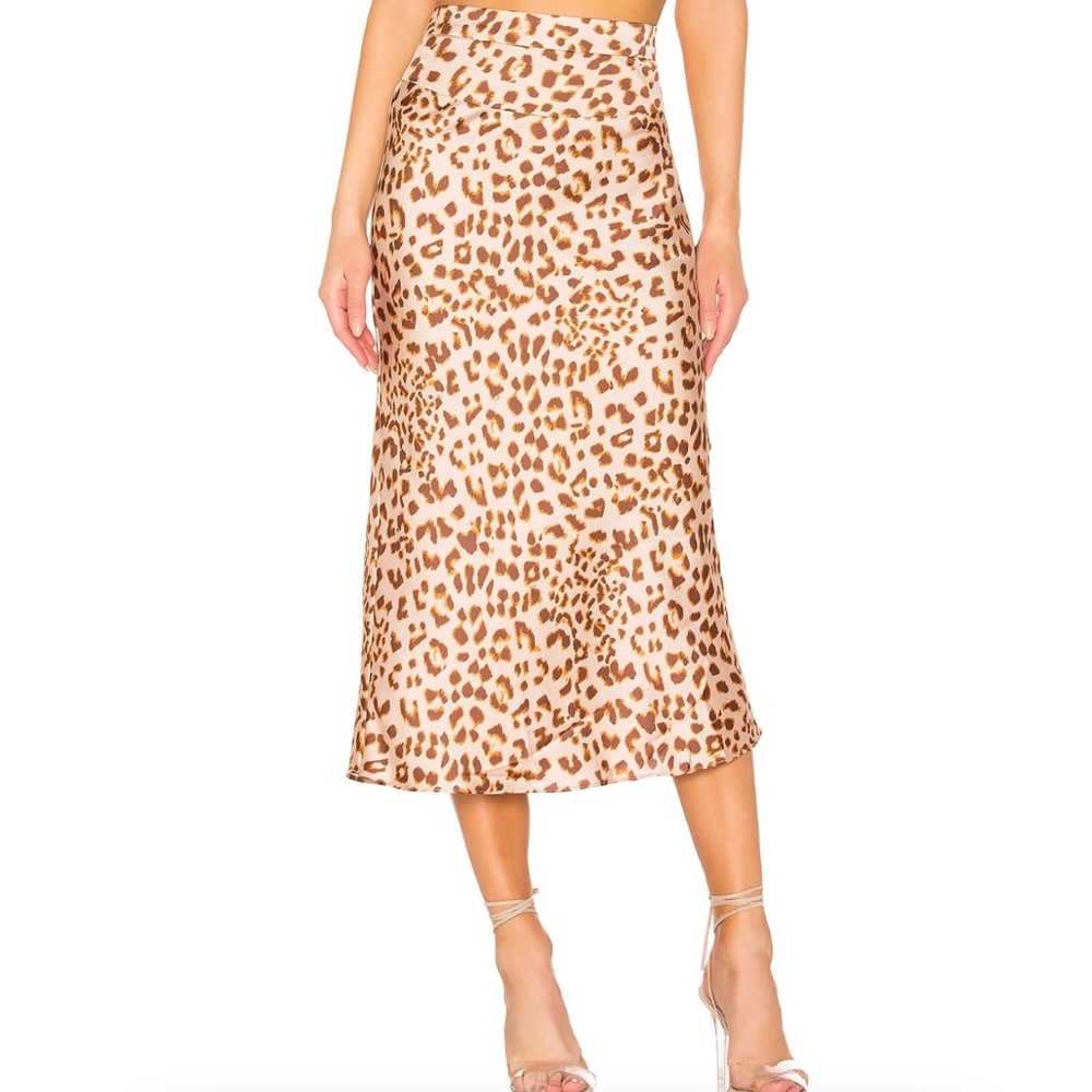FREE PEOPLE NORMANI BIAS MIDI SKIRT LEOPARD SIZE 4